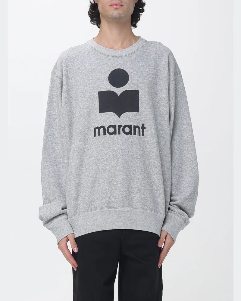 Isabel Marant Relaxed-Fit Sweatshirt mit Rundhalsausschnitt aus Baumwolle mit Kontrastlogo Grau