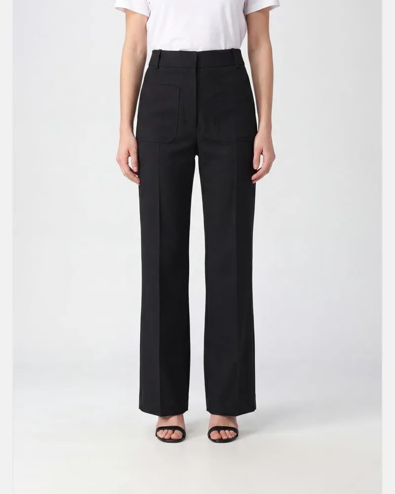Victoria Beckham Weit geschnittene Alina Hose von mit hoher Taille aus Wollmischung Schwarz