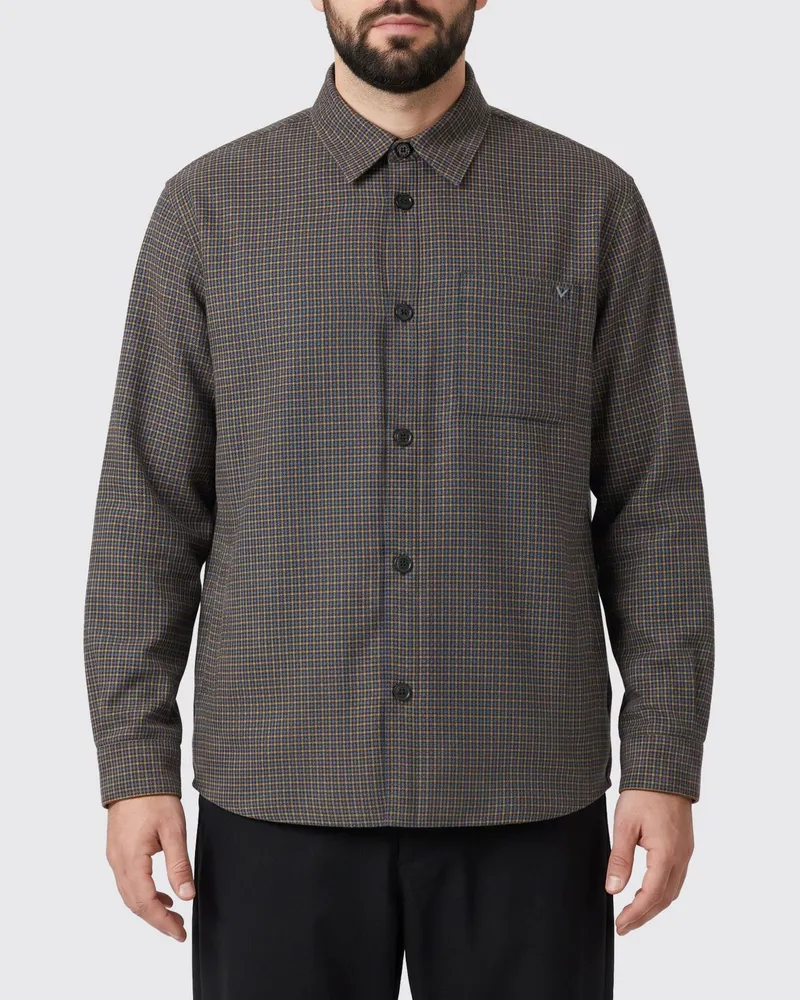 Valentino Garavani VLogo Signature Hemdjacke aus karierter Wolle Braun