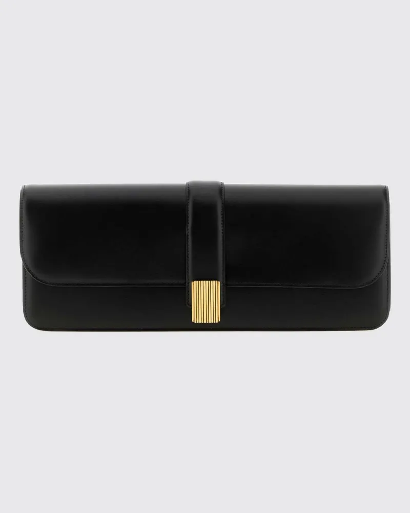 KHAITE Clutch Blake aus Leder mit Schnappverschluss und laminiertem Logo Schwarz