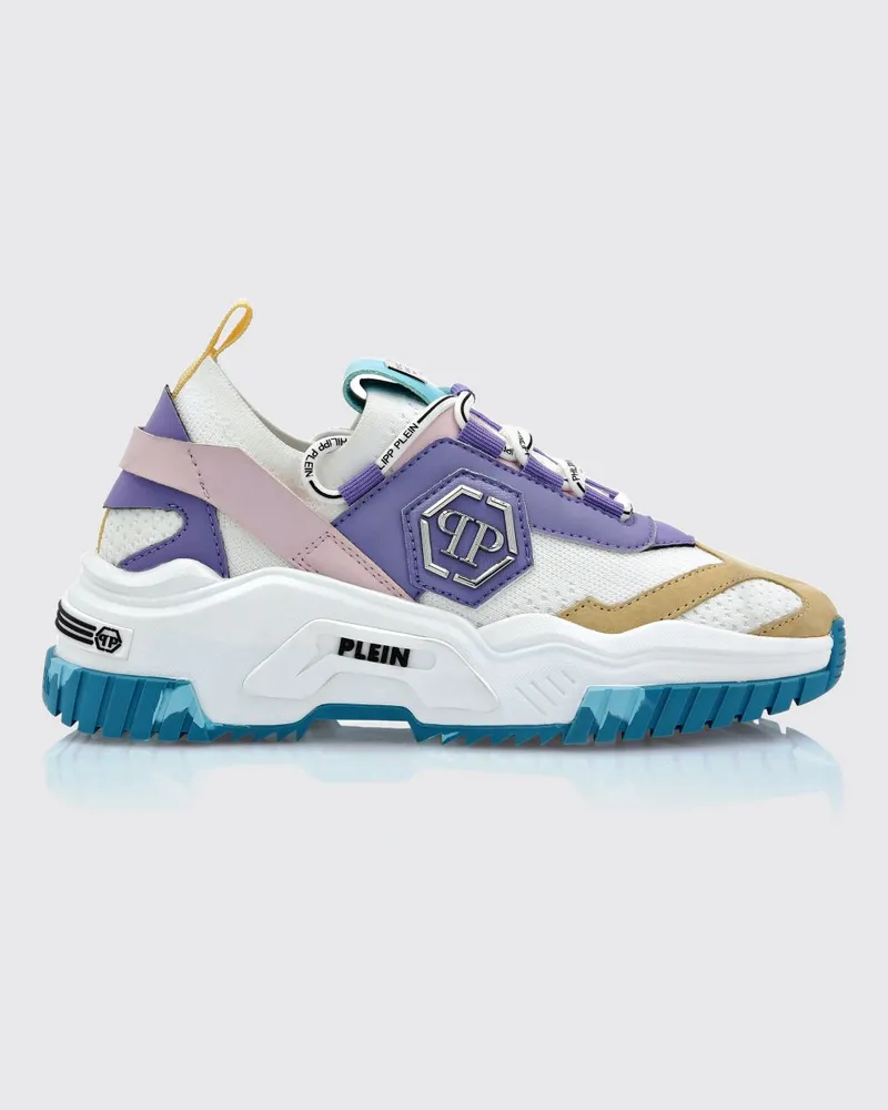 Philipp Plein Redator TM Low-Top-Sneaker mit Hexagon-Logo und Monogramm Bunt