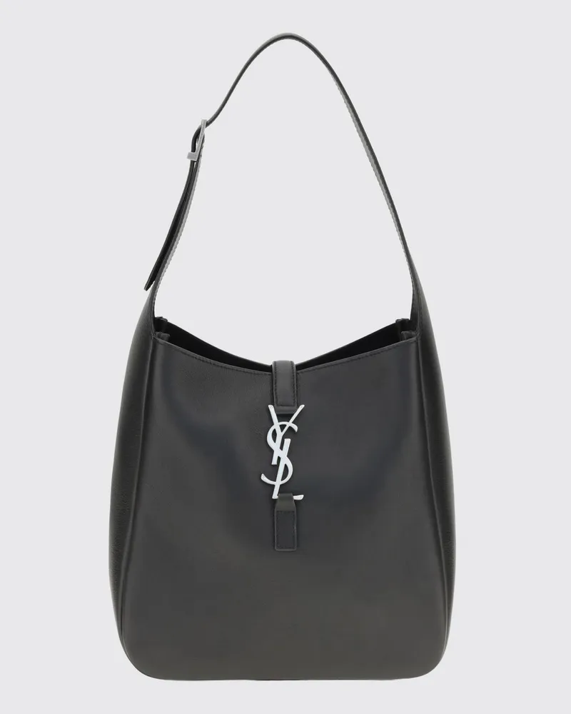 Saint Laurent Le 5 à 7 Mini-Tasche aus Glattkalbsleder mit YSL-Schnalle Schwarz
