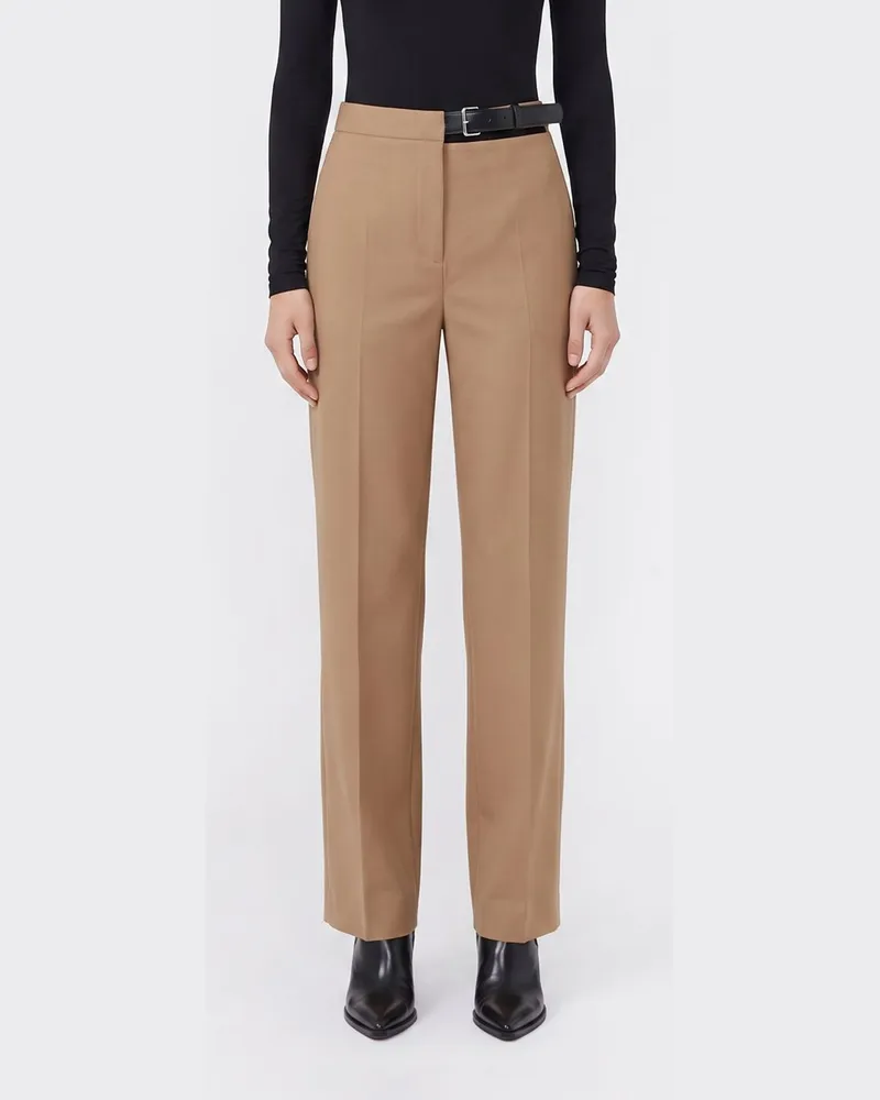 Semicouture Hoch taillierte Skinny-Hose aus Wollmischung mit Cut-Out-Detail Braun