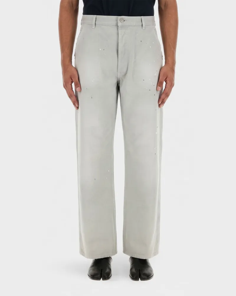 Maison Margiela Wide-Leg-Jeans aus Baumwolldenim mit Used-Effekt Grau