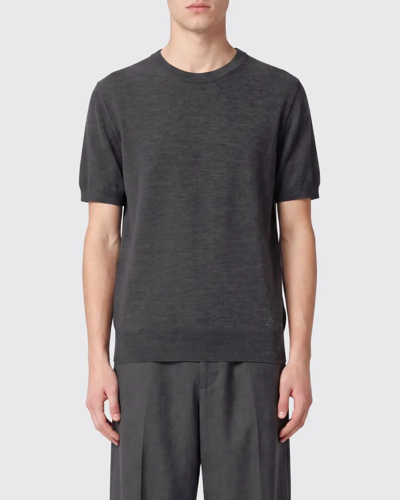 Valentino Garavani Pullover aus reiner Schurwolle mit Rundhalsausschnitt Charcoal