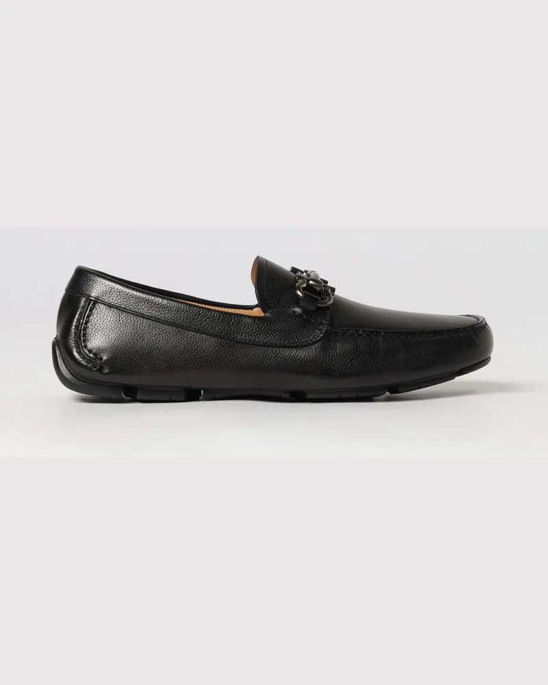 Ferragamo Gancini Driver-Mokassins aus Kalbsleder mit Metallspange Schwarz