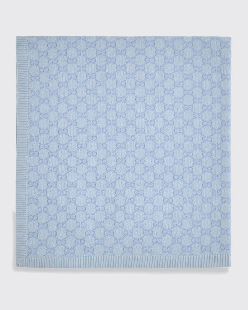 Gucci Baby-Wiegedecke aus Merinowolle mit GG-Jacquard-Monogramm Ivory