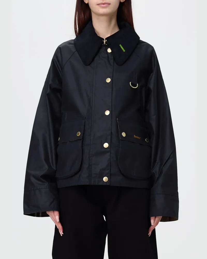 Barbour Kurze Jacke Modern Spey aus gewachster Baumwolle mit Samtkragen Blau