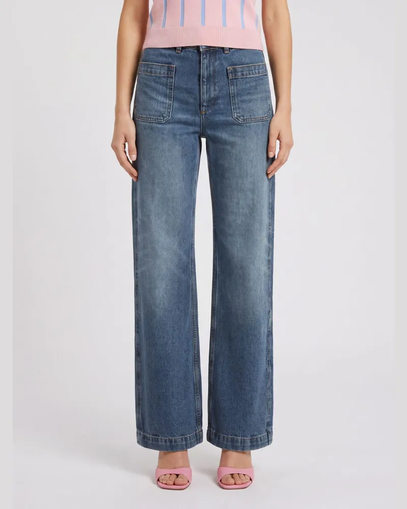 A.P.C. Victoria High-Waist-Jeans aus Baumwolldenim mit weitem Bein Indigo