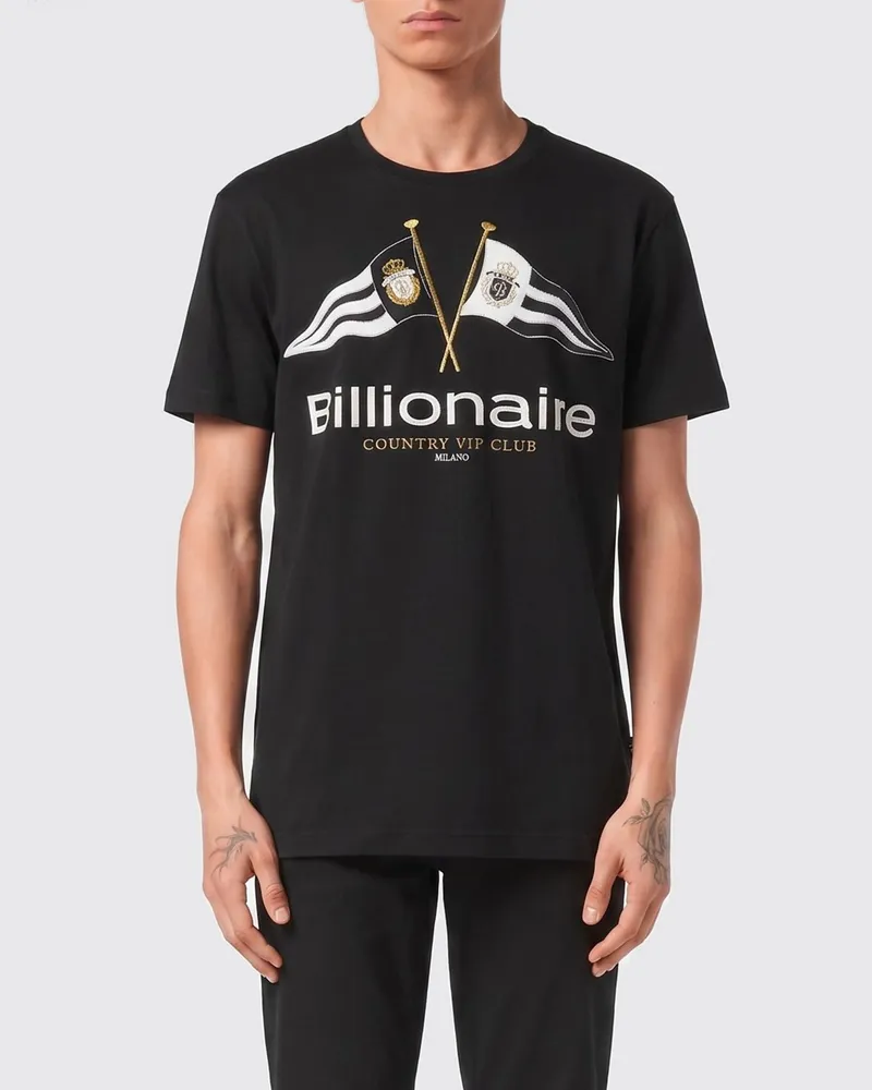 Billionaire Baumwoll-T-Shirt mit Logo Schwarz