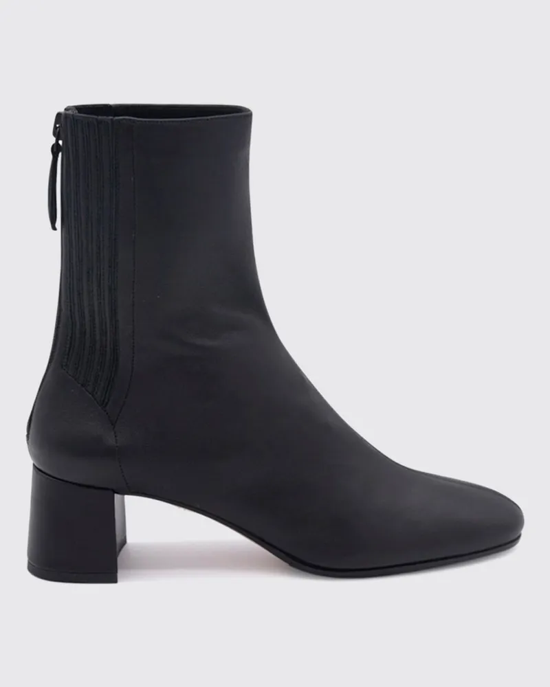 Aquazzura Saint Honorè Nappaleder-Stiefeletten mit runder Kappe und Reißverschluss Schwarz