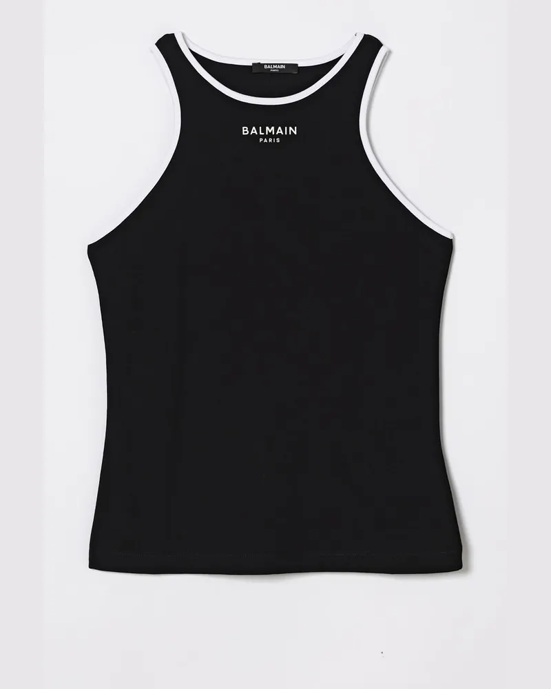 Balmain Baumwoll-Tanktop mit Logo Schwarz