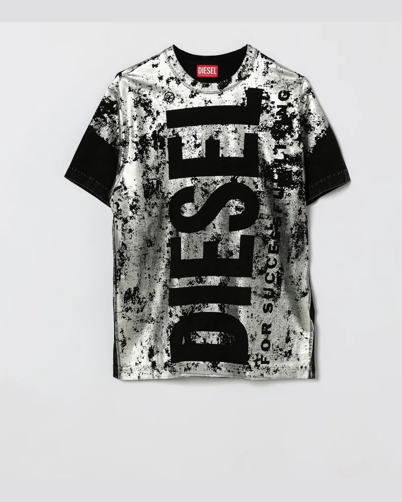 Diesel T-Shirt aus bedruckter Baumwolle Schwarz