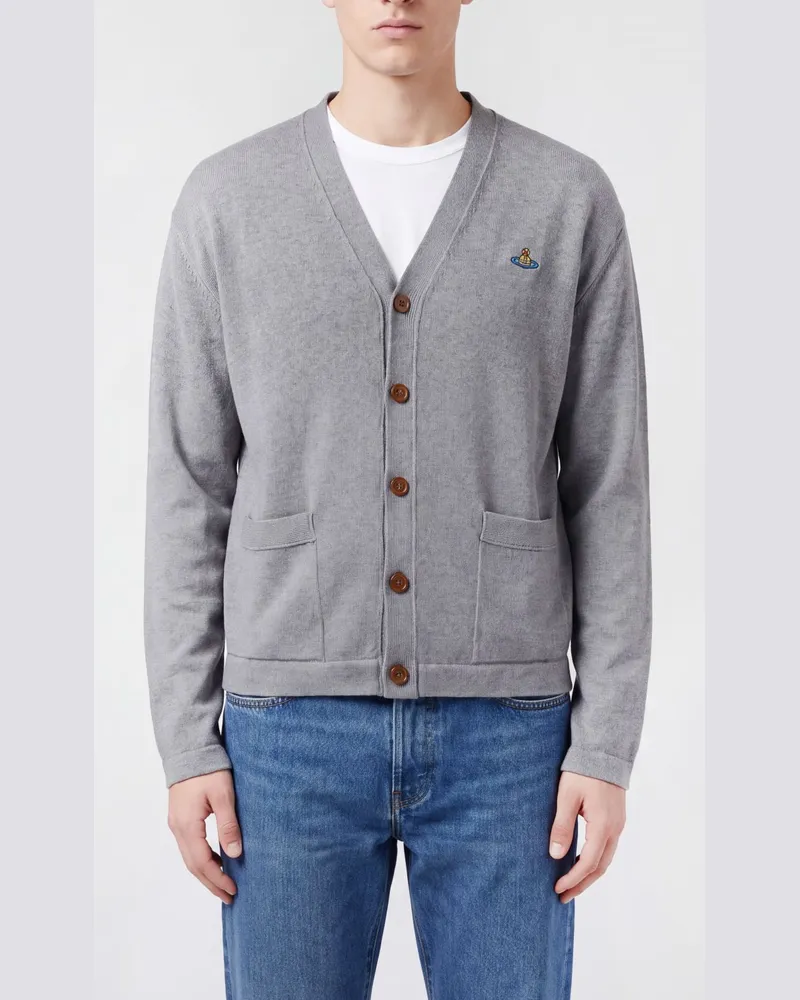 Vivienne Westwood Cardigan von aus Baumwolle und Kaschmir mit Orb-Logo Grau