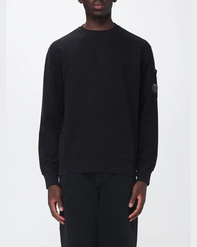 C.P. Company Baumwoll-Sweatshirt mit Rundhalsausschnitt und überschnittenen Schultern Schwarz