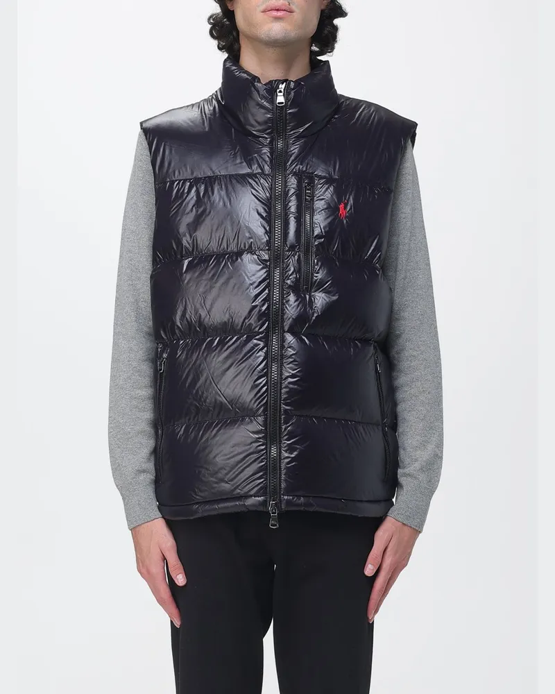 Ralph Lauren Gesteppte und wattierte Weste aus recyceltem Nylon mit Pony-Logo Schwarz