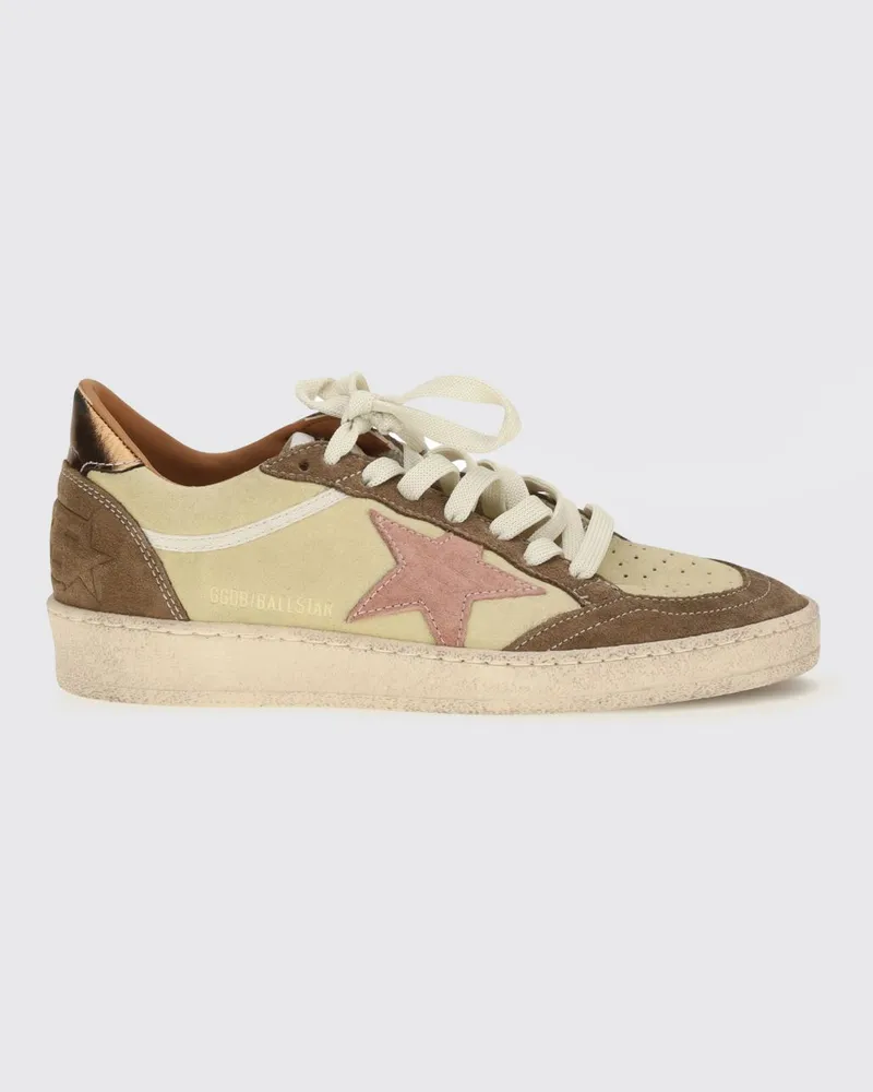 Golden Goose Ball Star Low-Top-Sneaker aus Wildkalbsleder mit Used-Effekt Gelb