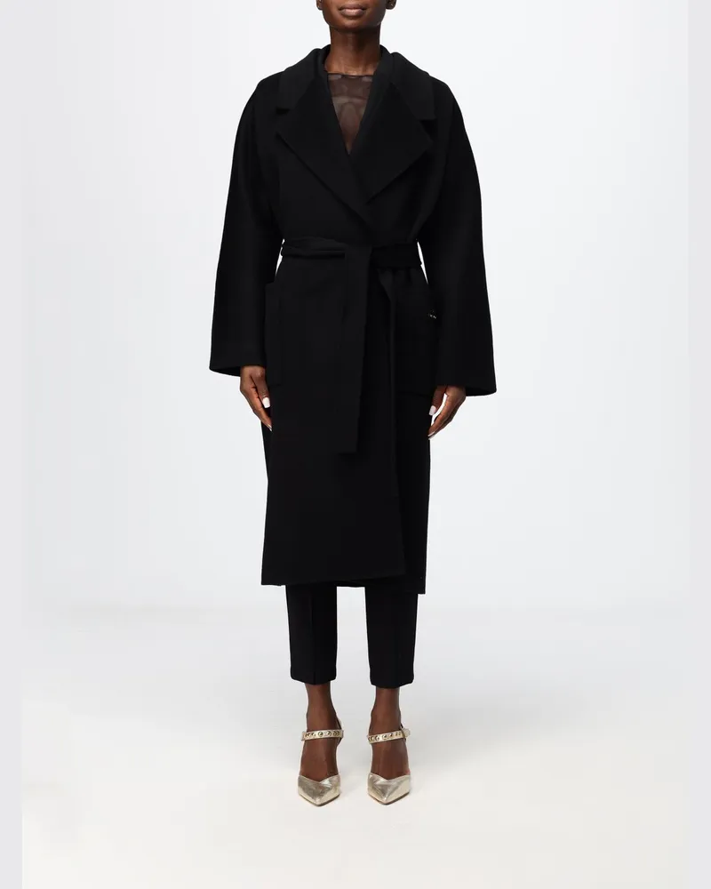 Elisabetta Franchi Kurzer Einreiher-Blazer in Slim Fit mit steigendem Revers Schwarz