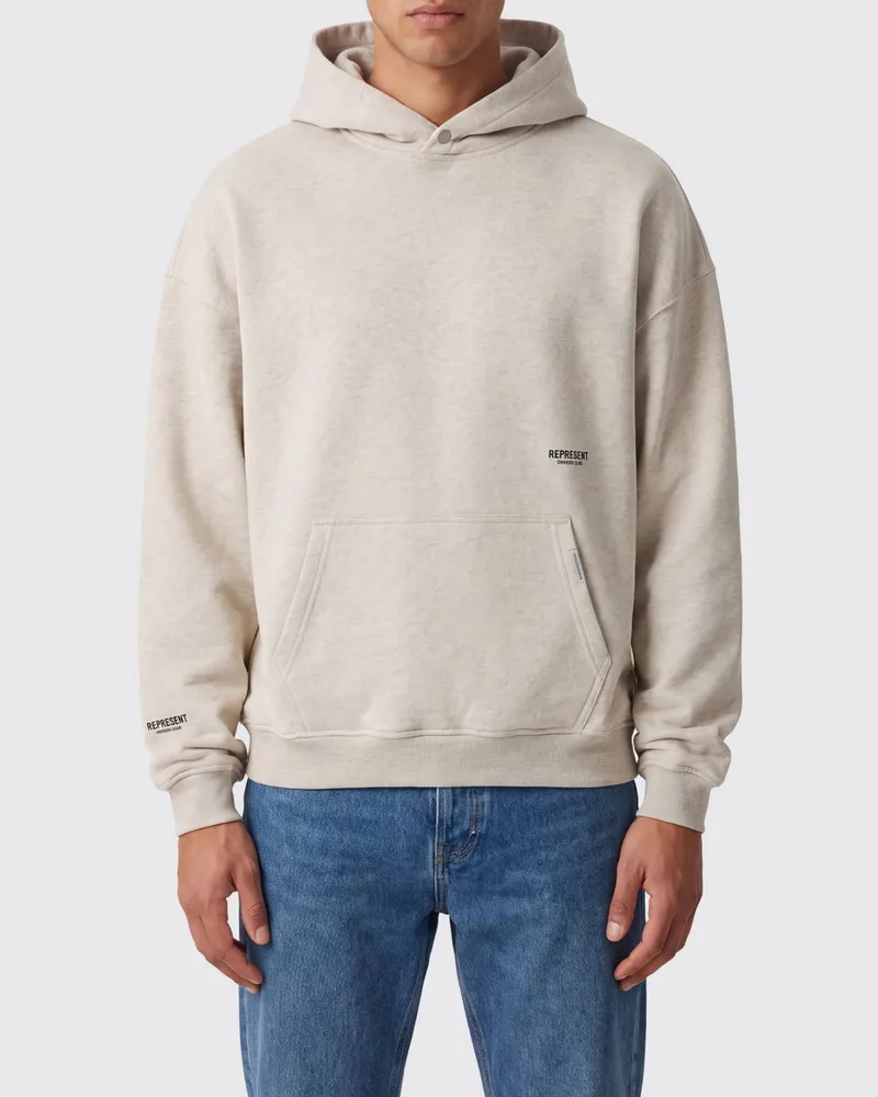 REPRESENT Baumwoll-Hoodie mit Beuteltasche Beige