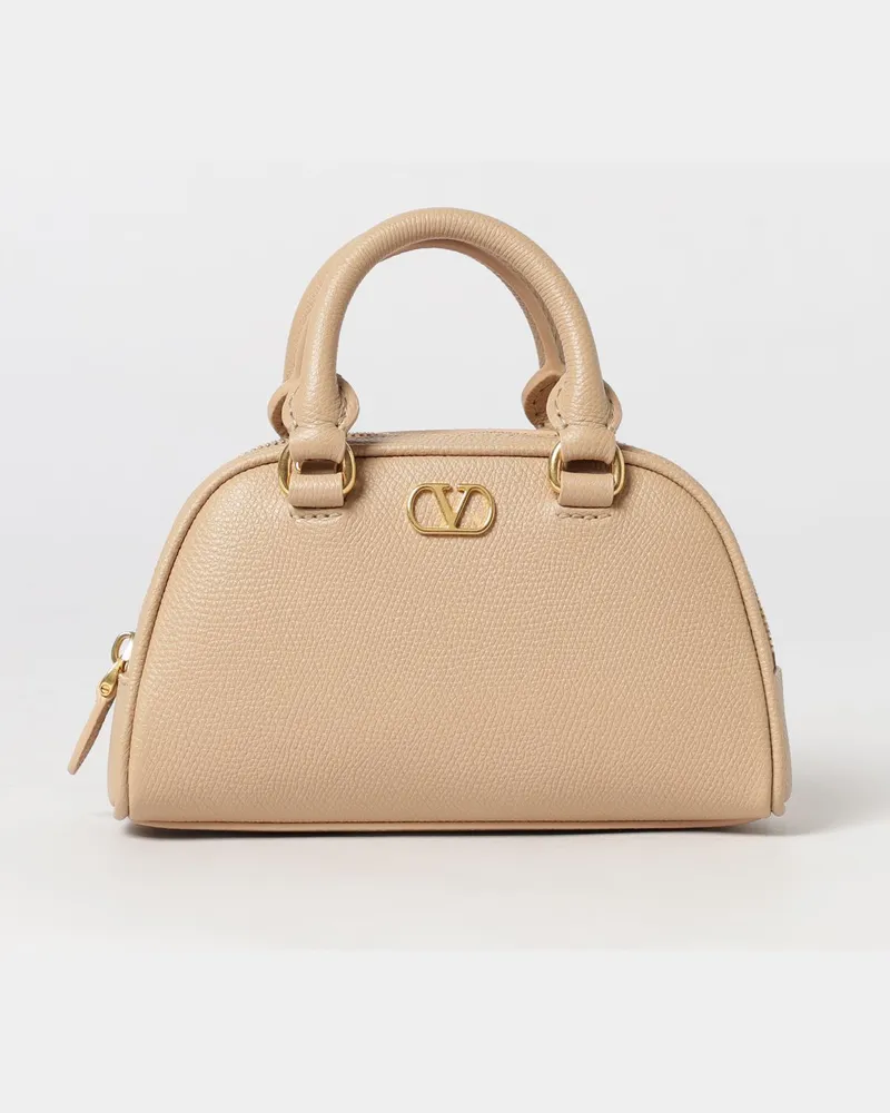 Valentino Garavani VLogo Signature Mini-Henkeltasche aus genarbtem Leder Pink
