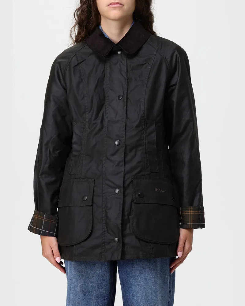 Barbour Beadnell Wachsjacke aus Baumwolle mit Cordkragen Grün