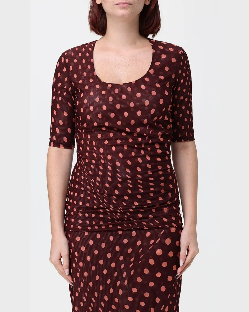 Stella McCartney Slim-Fit-Top aus Jersey mit Punkten und kurzen Ärmeln Burgunderrot