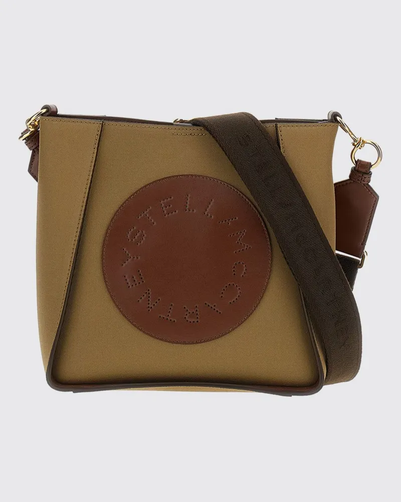Stella McCartney Crossbody-Tasche aus Baumwolle und Kunstleder mit Logo Beige