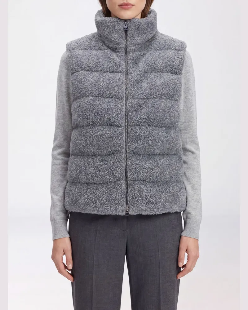 Herno Gepolsterte Steppweste aus Nylon und Fleece mit Stehkragen Grau