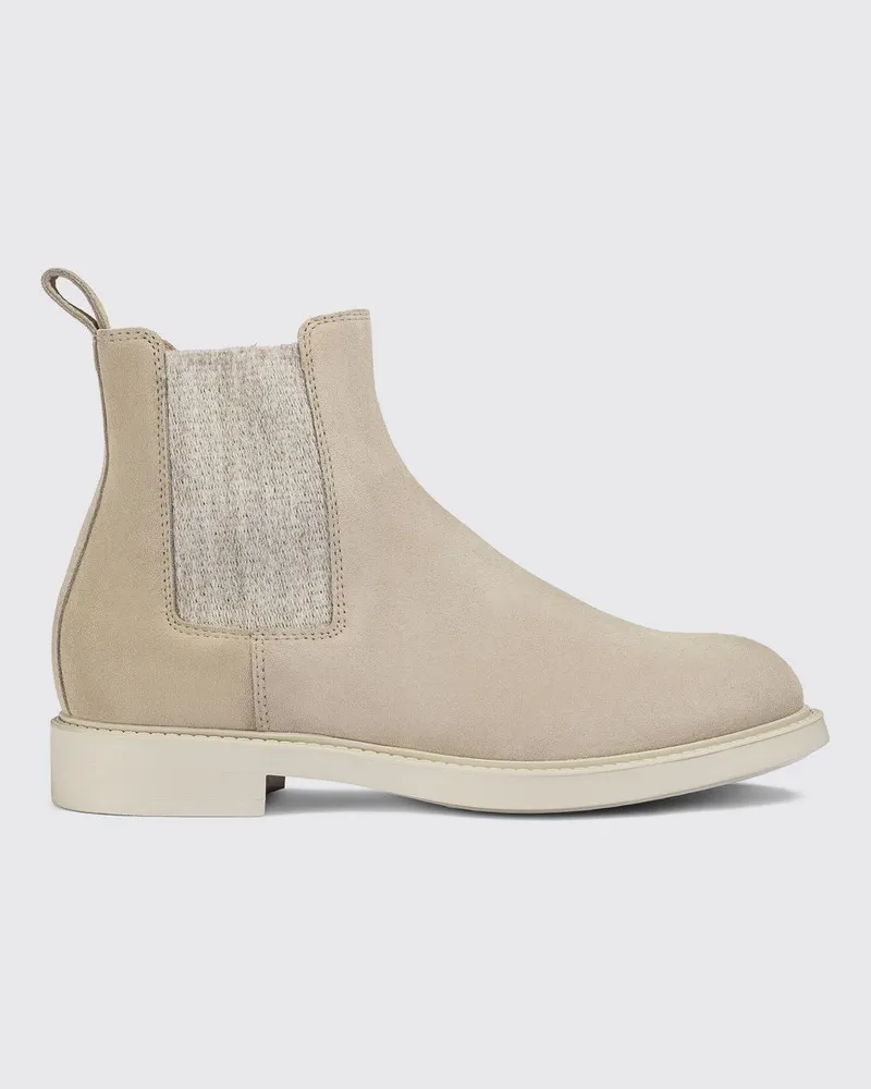 Doucal´s Chelsea-Boots aus Veloursleder mit Gummisohle Sand