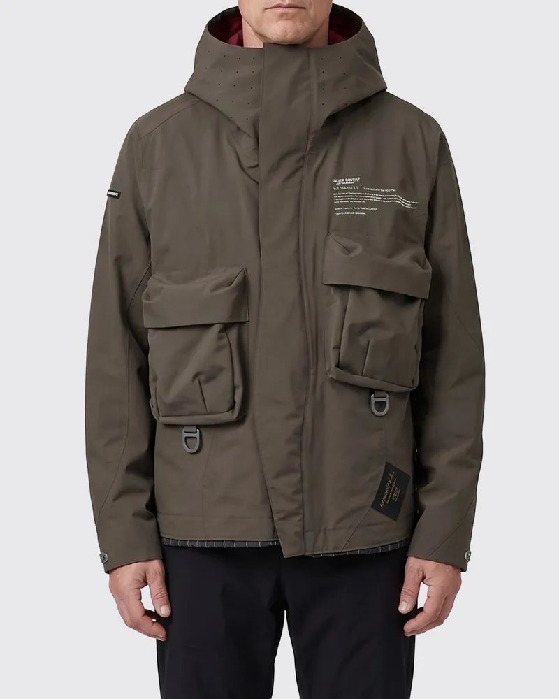 Undercover Kurzer Nylon-Parka in Relaxed Fit von mit Kapuze und aufgesetzten Taschen Grau