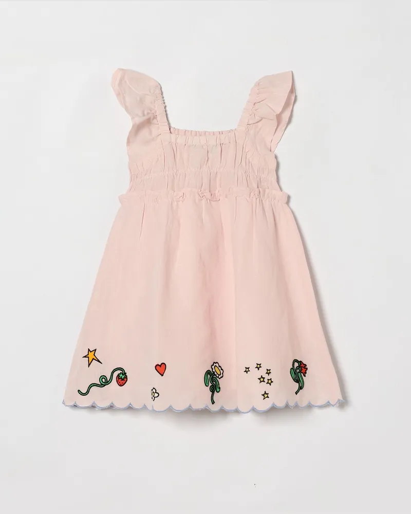 Stella McCartney Kids Baumwollkleid mit Blumenprint Pink