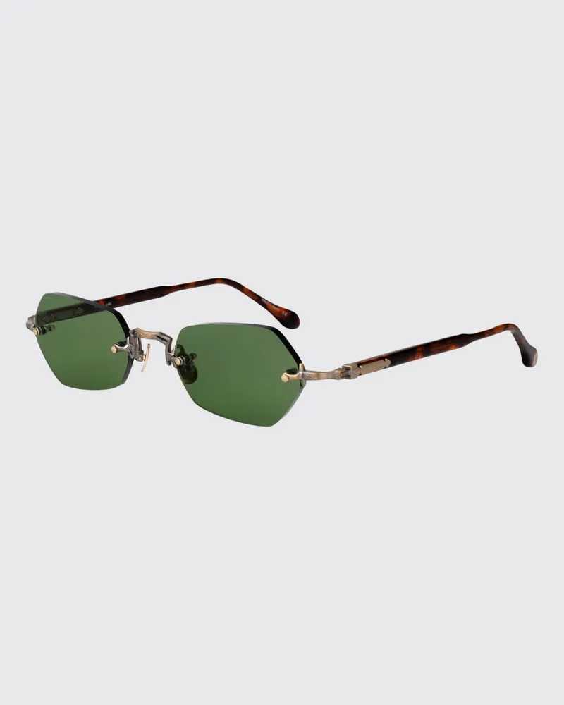 MATSUDA Sonnenbrille mit ausgestelltem Gestell aus Schildpatt-Acetat und Metall Grün