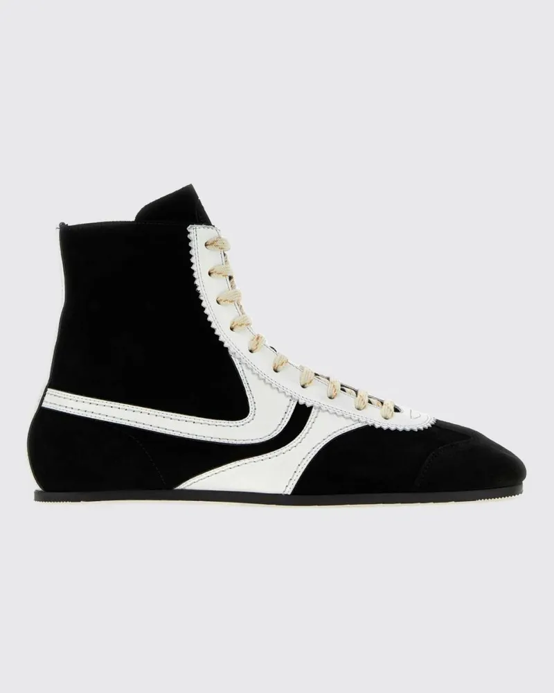 Dries van Noten High-Top-Sneaker aus zweifarbigem Veloursleder mit runder Kappe Schwarz