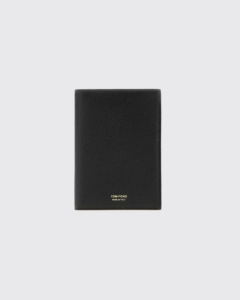 Tom Ford Bifold-Geldbörse von aus genarbtem Kalbsleder mit Logo Schwarz