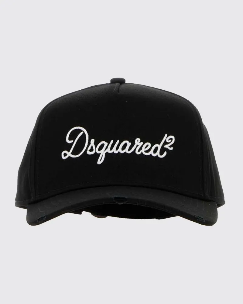 Dsquared2 Baseballkappe aus Baumwolle mit Ton-in-Ton gesticktem Logo Schwarz