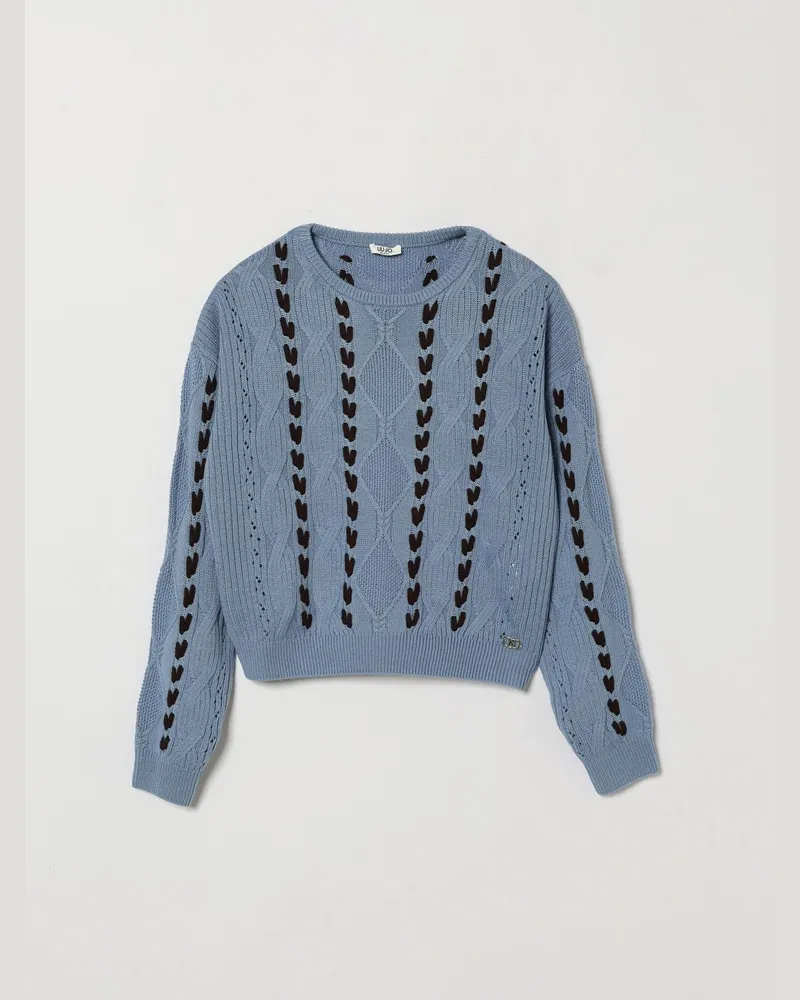 Liu Jo Wollmisch-Pullover mit Rundhalsausschnitt von für Mädchen mit abstrakter Stickerei Hellblau