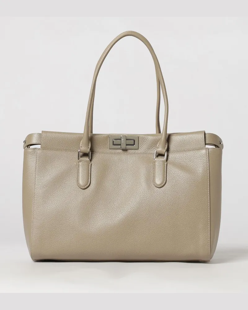 Fendi Peekaboo Schultertasche aus Kalbsleder mit doppeltem Henkel und Drehverschluss Taubengrau