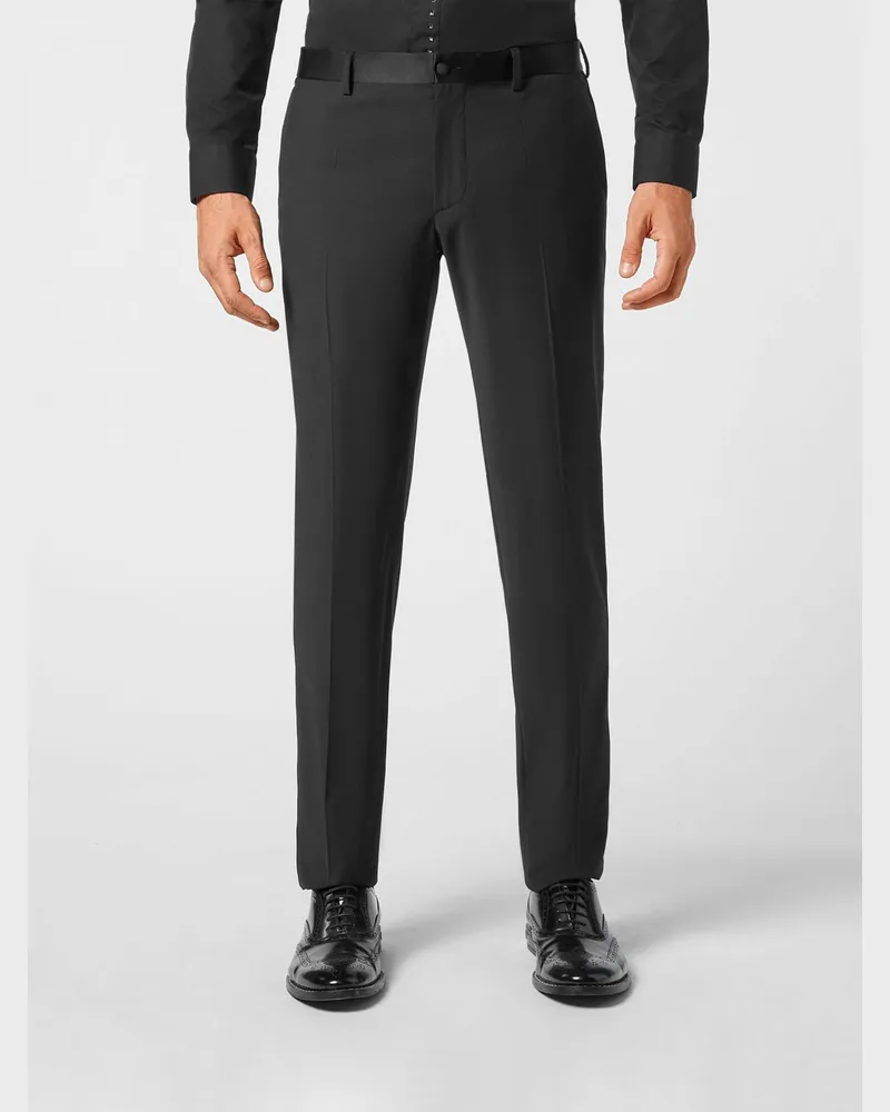 Philipp Plein Hose aus Wollmischung Schwarz
