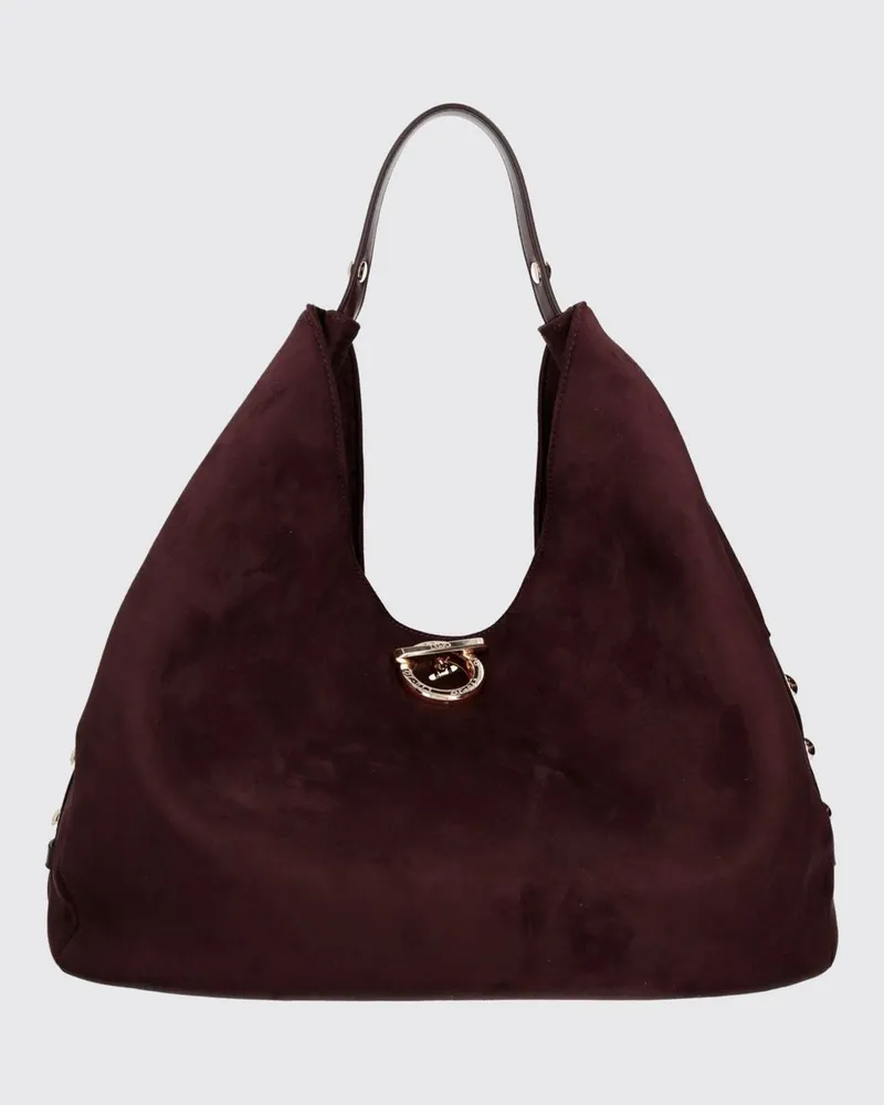 Liu Jo Große Hobo-Tasche Gerona aus Samt mit Metall-Piercing und Lederhenkel Violett
