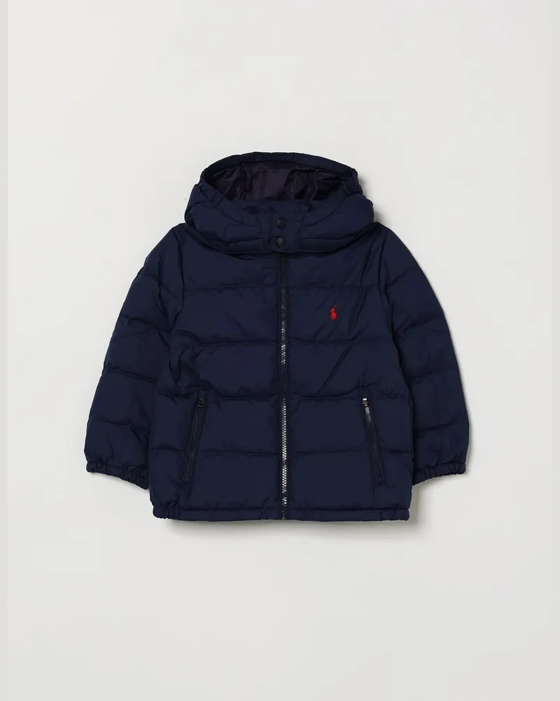Ralph Lauren Gesteppte Daunenjacke für Jungen mit abnehmbarer Kapuze Blau