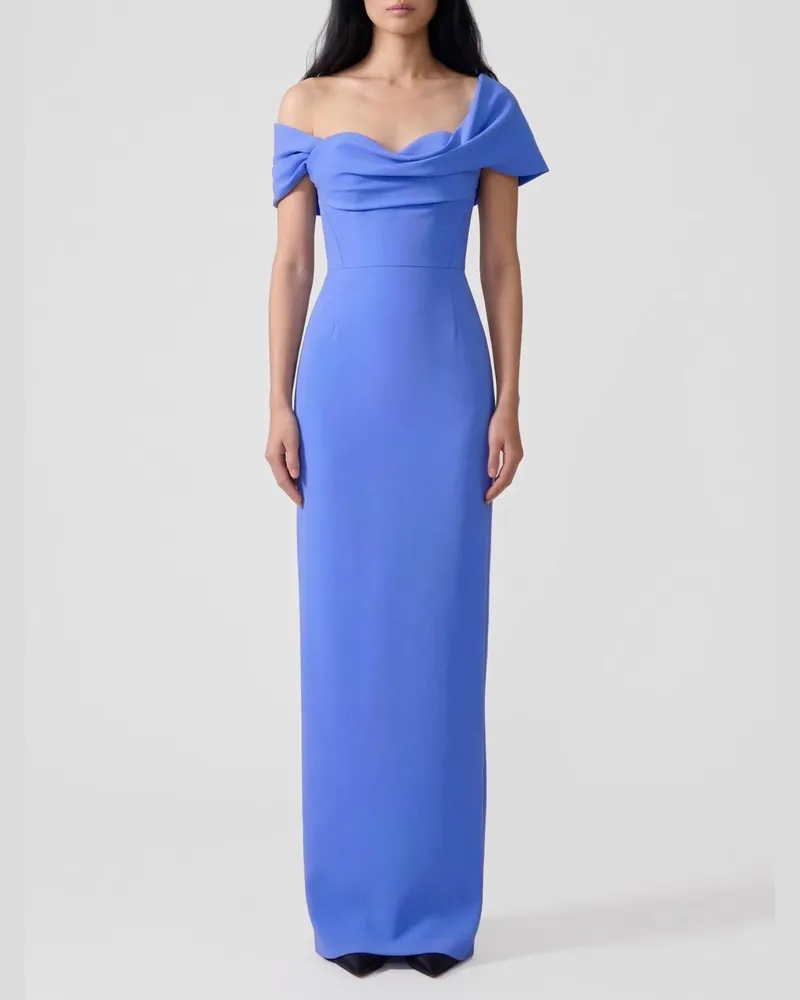 Carolina Herrera New York Langes Crêpe-Kleid Blau