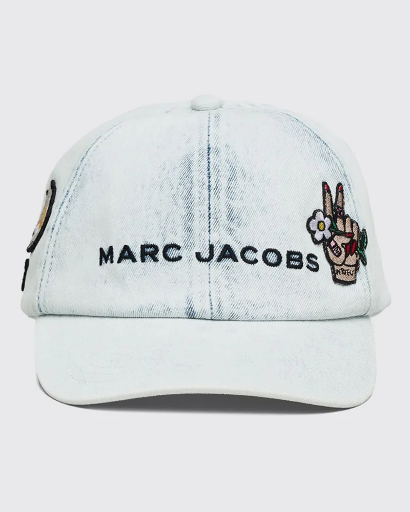 Marc Jacobs Baseballkappe aus Baumwolldenim mit gesticktem Logo Hellblau