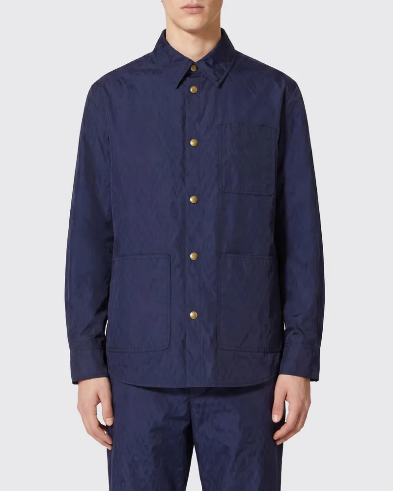 Valentino Garavani Hemdjacke aus Nylon mit aufgesetzten Taschen und VLogo Signature Blau