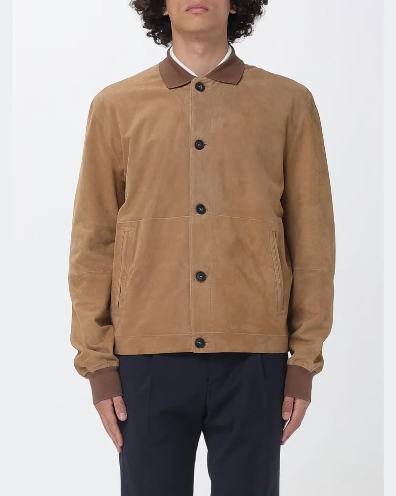 Corneliani Hemdjacke aus Wildleder-Lammleder Beige