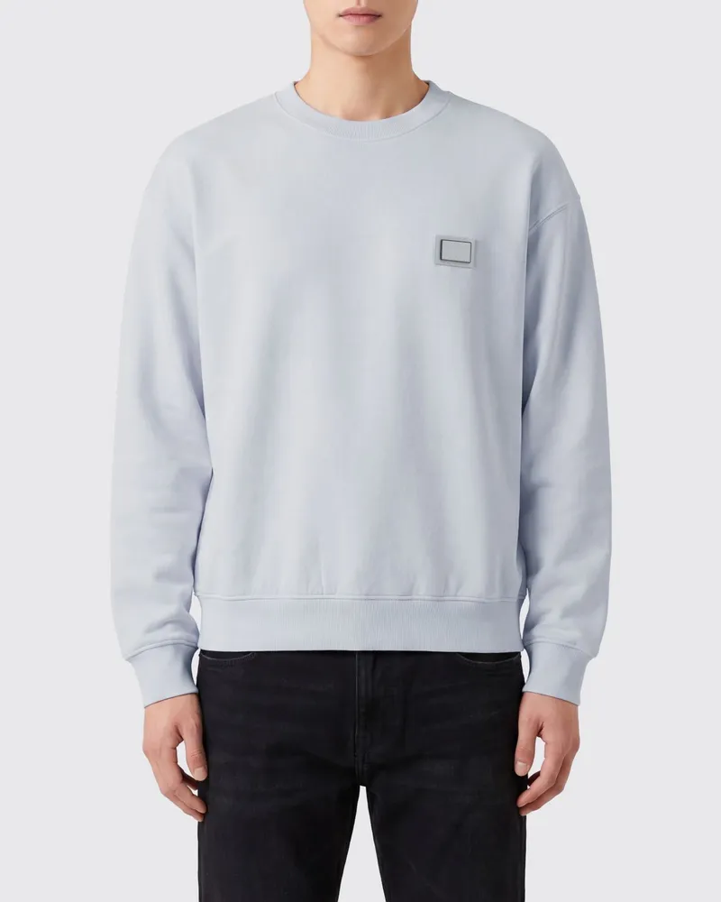 Dolce & Gabbana DOLCE  GABBANA Dolce & Gabbana Baumwoll-Sweatshirt mit Rundhalsausschnitt, tonalem Logo und überschnittenen Schultern Weiß