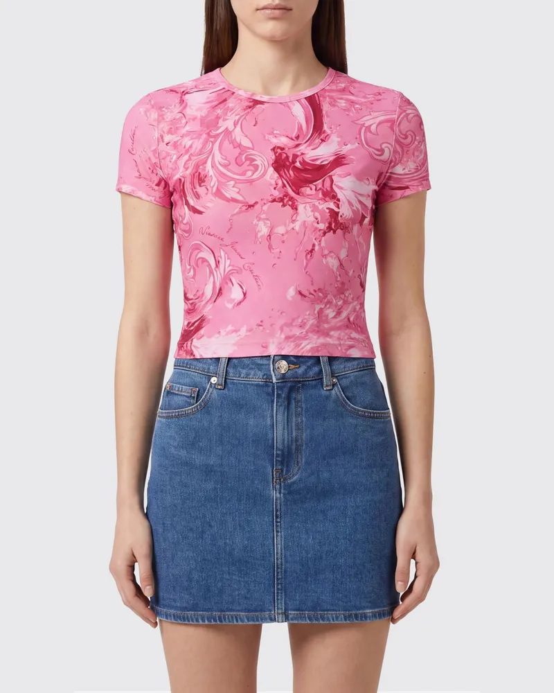 Versace Jeans T-Shirts aus Polyester mit Barock-Print Pink