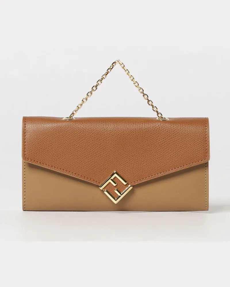 Fendi Wallet on Chain FF Diamonds aus genarbtem Kalbsleder mit Monogramm Leder