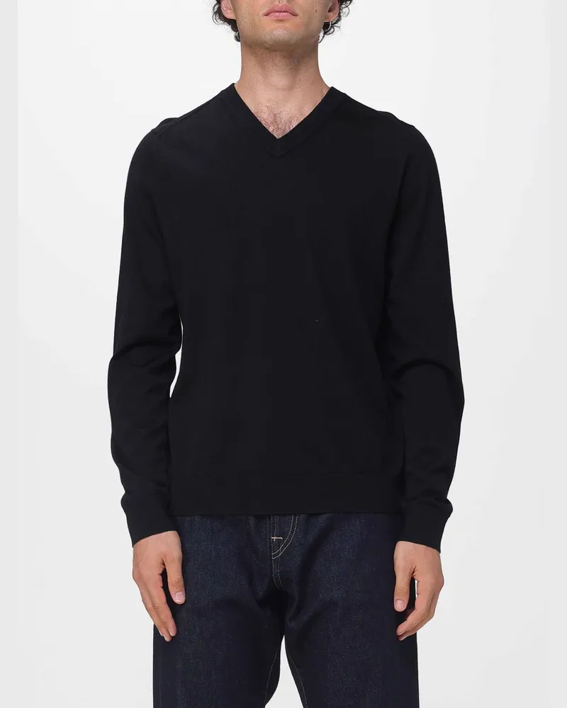 Paul Smith Langärmliger V-Ausschnitt-Pullover aus Merinowolle Schwarz