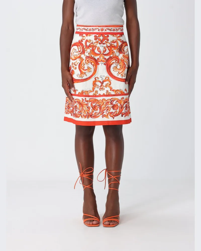 Dolce & Gabbana DOLCE  GABBANA Dolce & Gabbana Majolika-Print Stretch-Baumwoll-Mini-Bleistiftrock Bunt