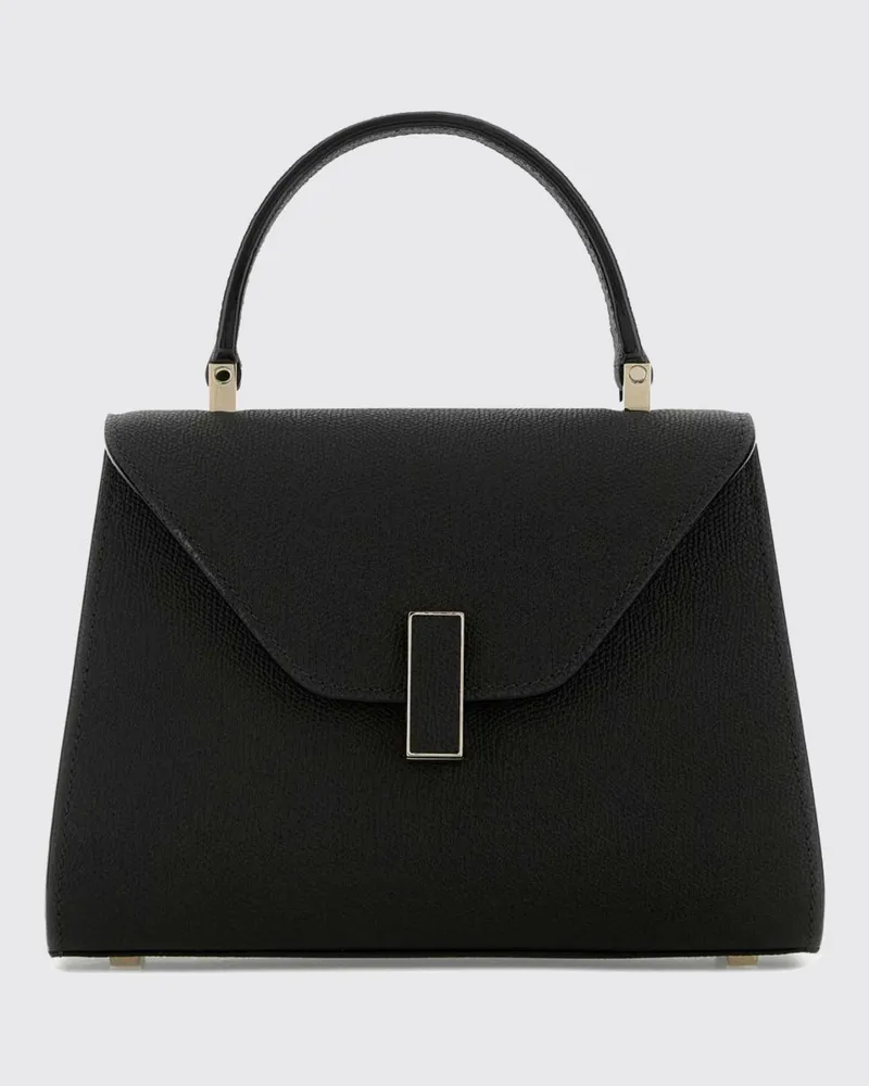 Valextra Iside Mini Handtasche von aus genarbtem Kalbsleder mit Schulterriemen Schwarz